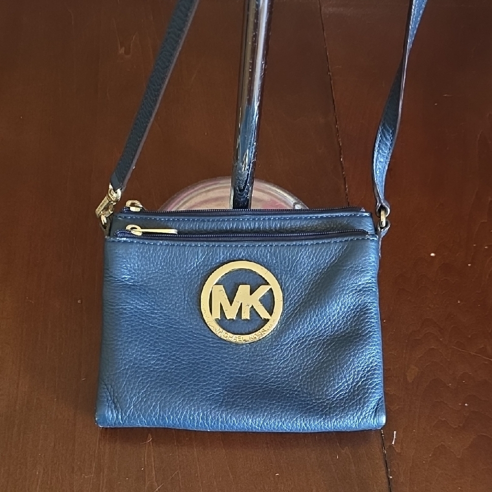Michael Kors Dark Blue and Gold Crossbody Bag